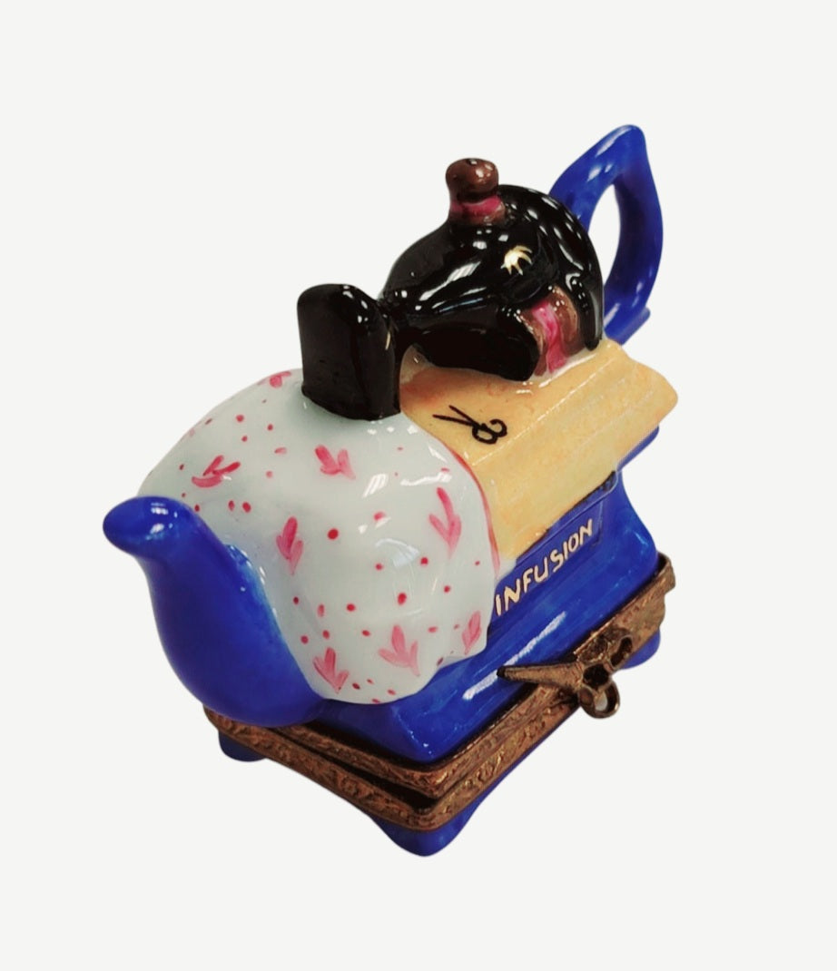 Sewing Machine Teapot Delight Porcelain Limoges Home China French Trinket Box