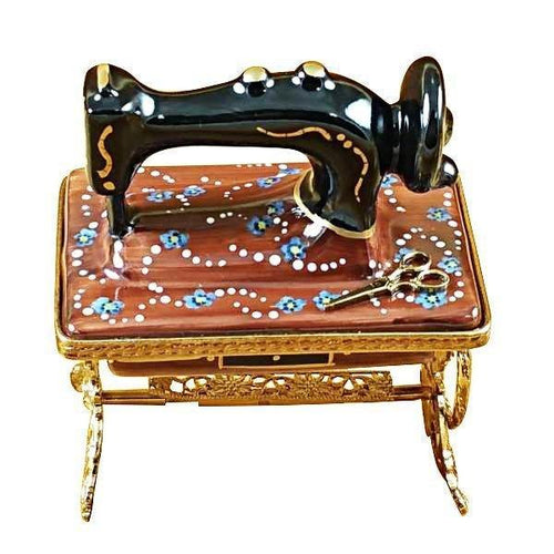 Sewing Machine on Stand Porcelain Limoges Home Professional Mother Women French Trinket Box