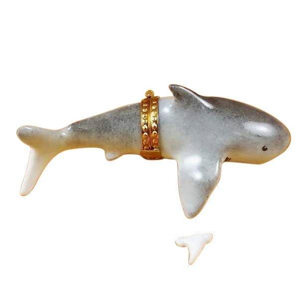 Shark Figurine with Removable Tooth Porcelain Limoges fish ocean beach French Trinket Box