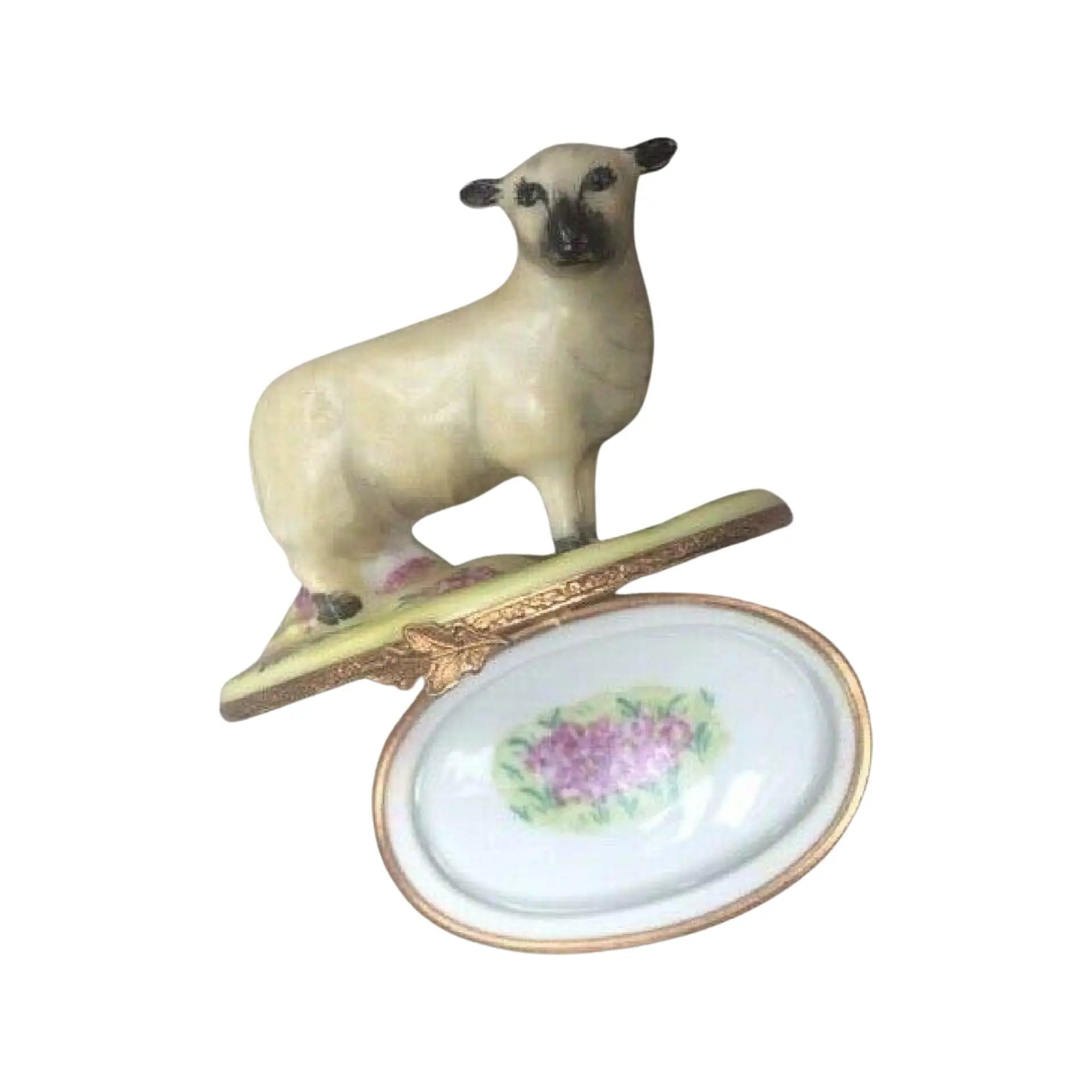 Sheep Porcelain Limoges farm animals French Trinket Box