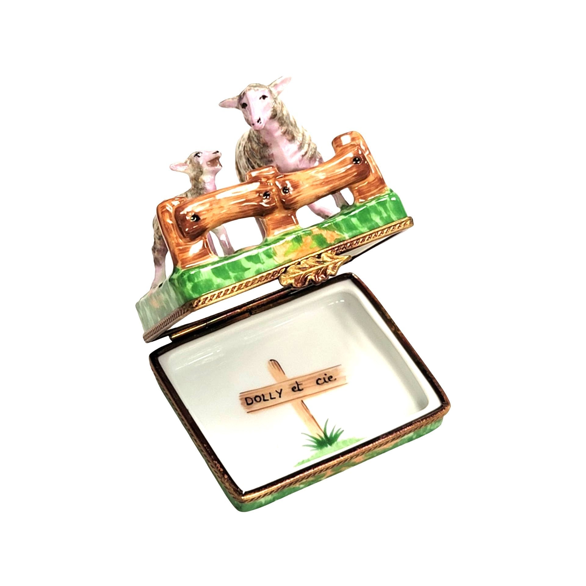 Sheep and Lambs Farm Delight Porcelain Limoges limoges boxes farm animal French Trinket Box