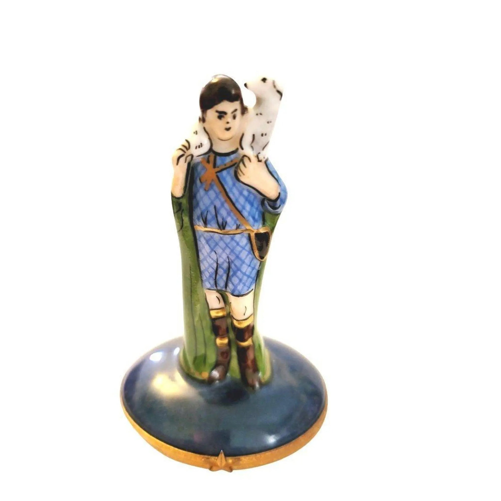 Shepherd With Sheep Figurine Porcelain Limoges xmas theme religious spiritual nativity Limoges Boxes French Trinket Box