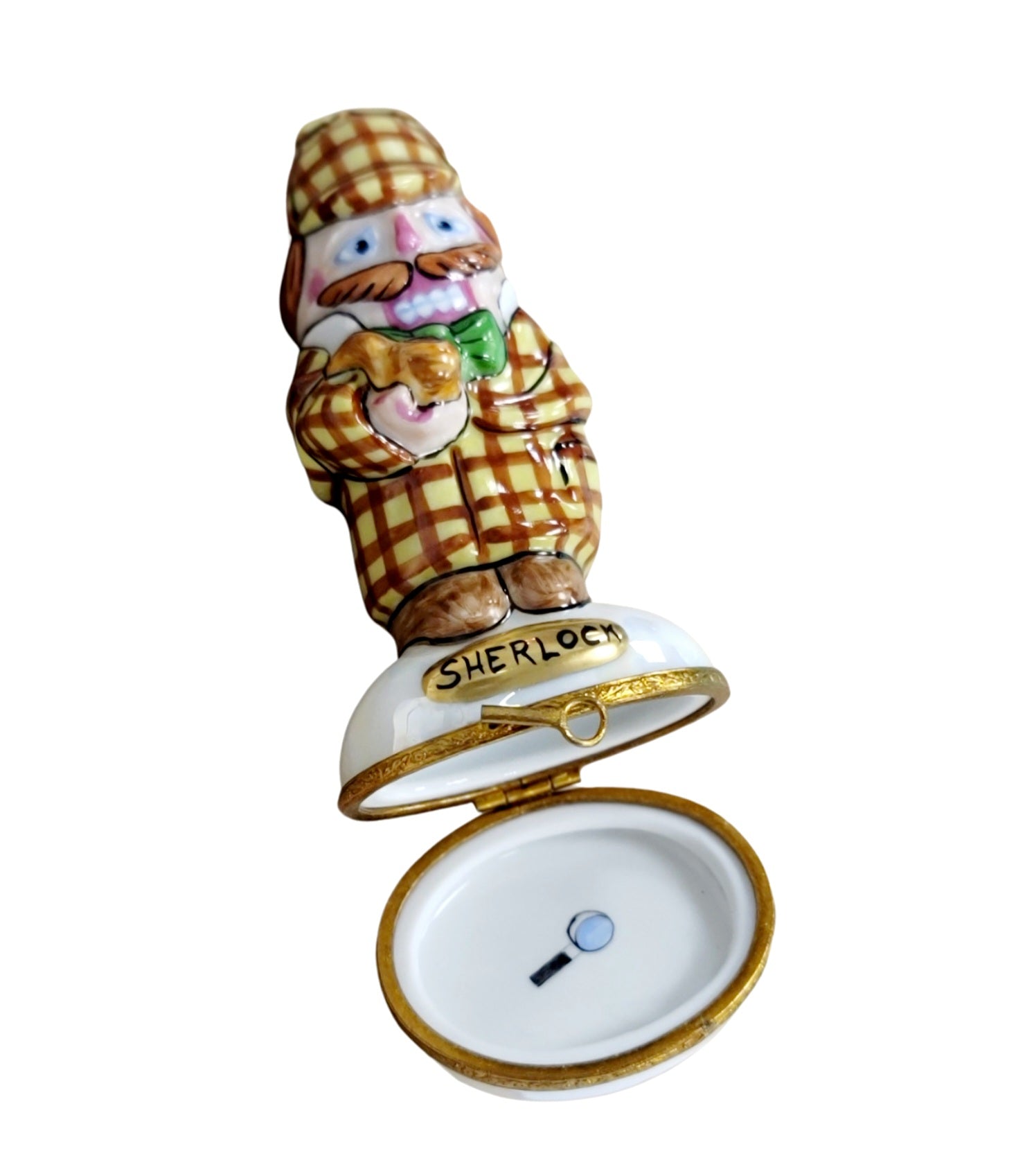 Sherlock Detective Porcelain Figurine Porcelain Limoges figurine professional French Trinket Box