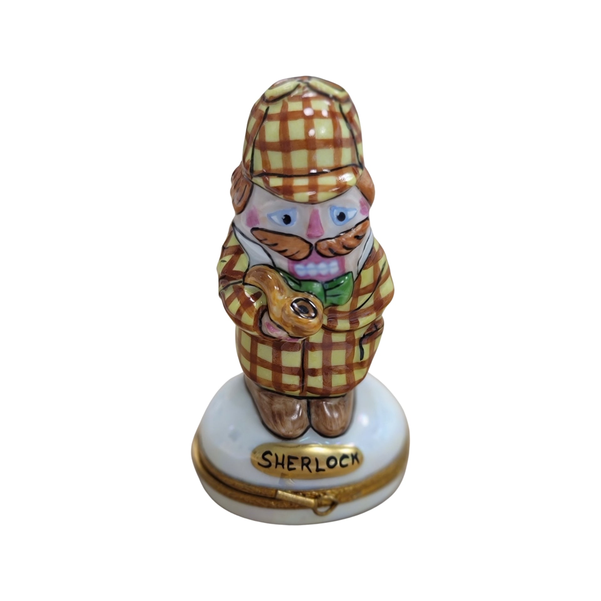 Sherlock Detective Porcelain Figurine Porcelain Limoges figurine professional French Trinket Box