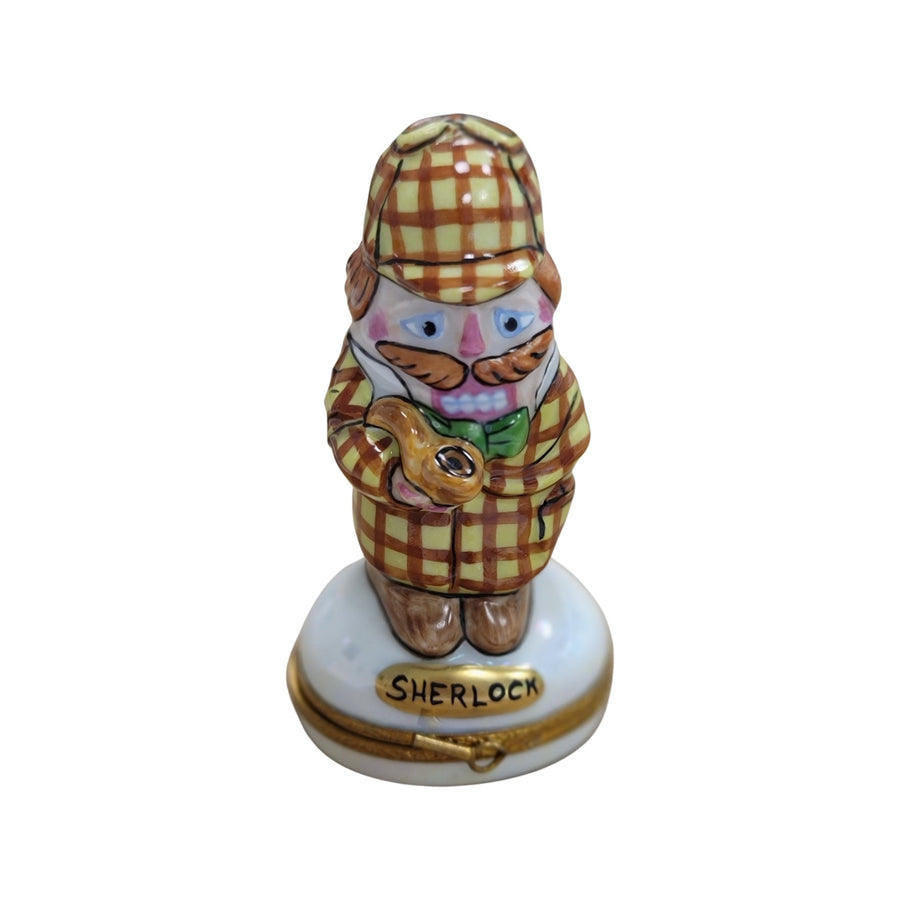 Sherlock Detective Porcelain Figurine Porcelain Limoges figurine professional French Trinket Box