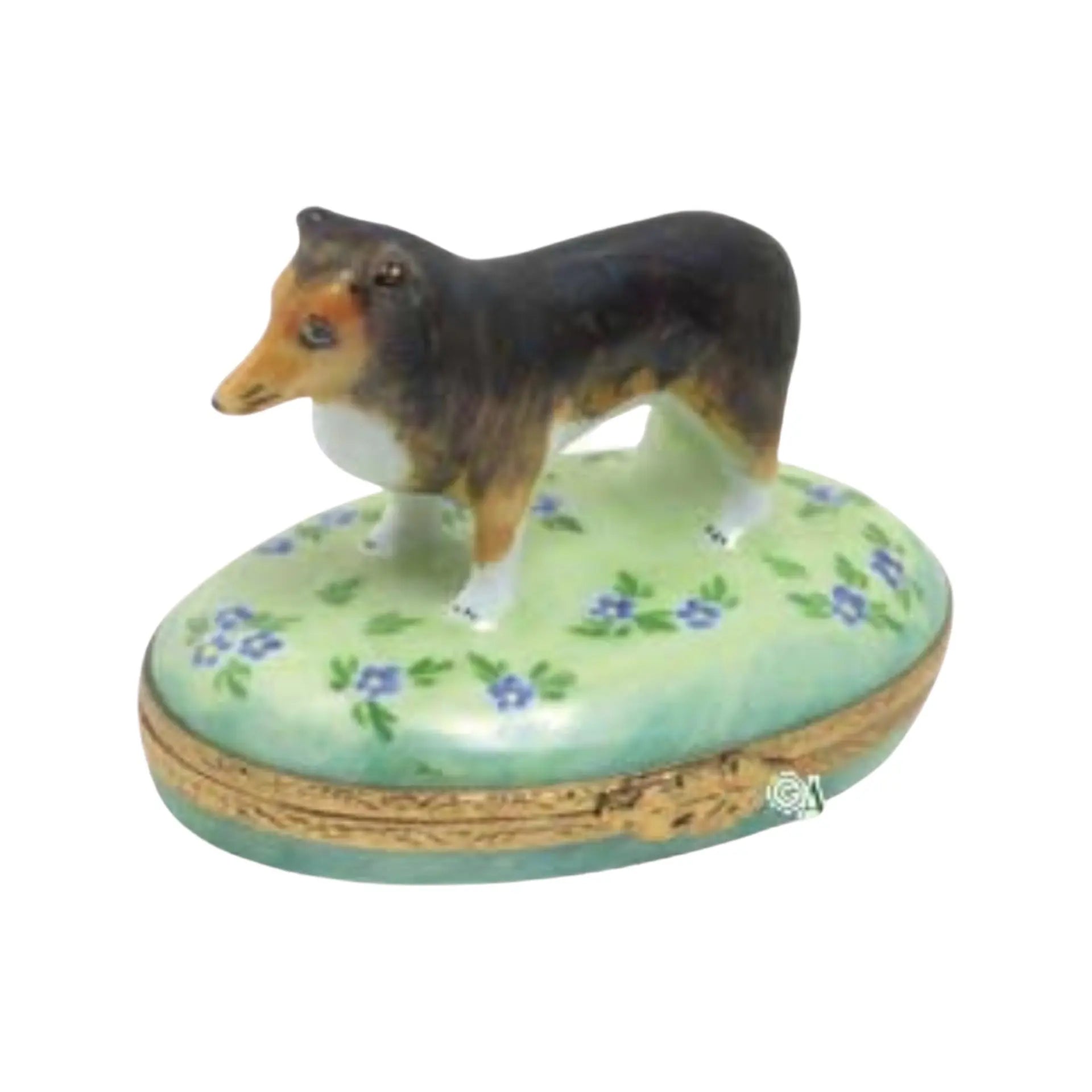 Shetland Sheep Dog Porcelain Limoges farm animals dogs dog French Trinket Box