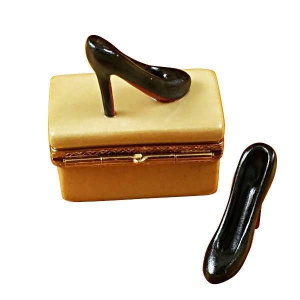 Shoe with Stilettos Porcelain Limoges shoes hats French Trinket Box