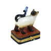 Siamese Cat w Blue Bird - Back Order Porcelain Limoges Cat cats French Trinket Box