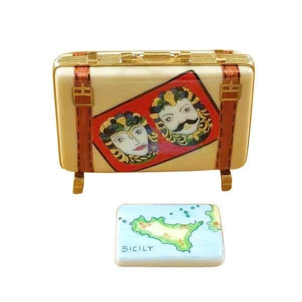 Sicily Suitcase Porcelain Limoges world travel French Trinket Box