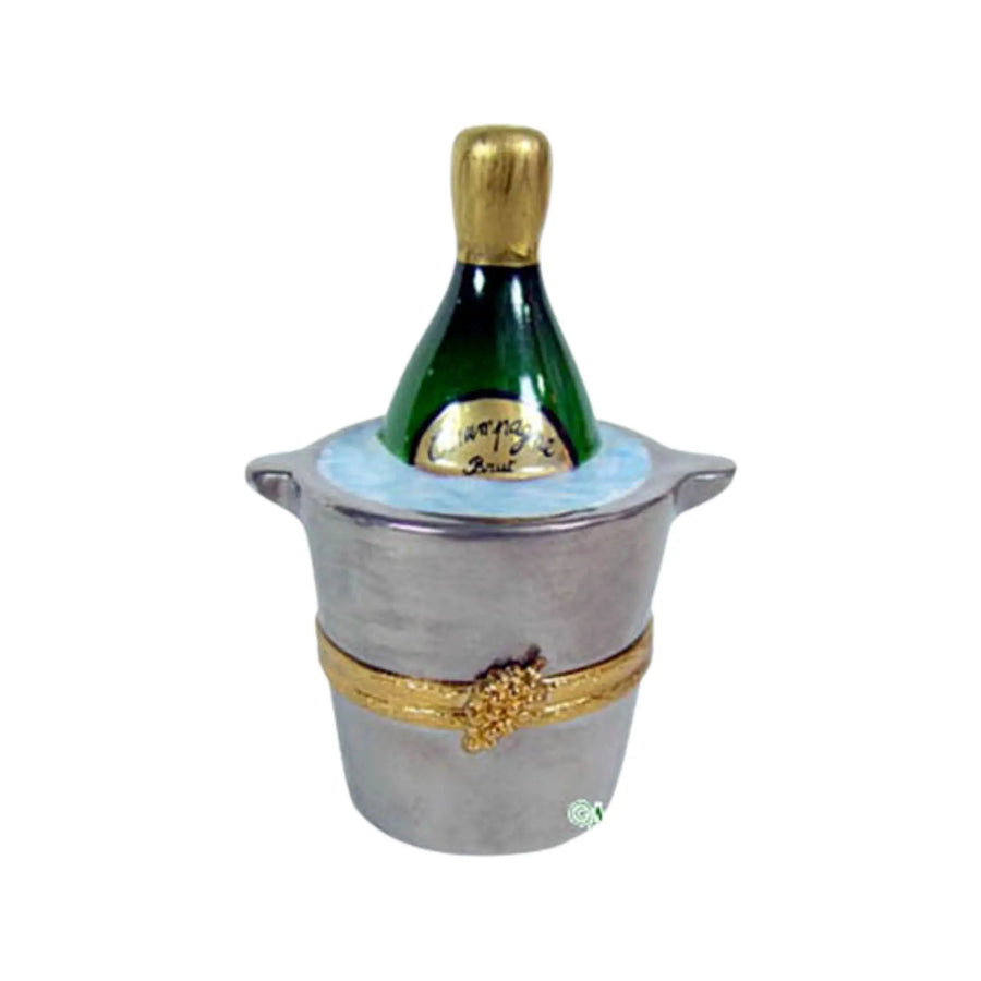Silver Champagne Bucket Porcelain Limoges wine French Trinket Box