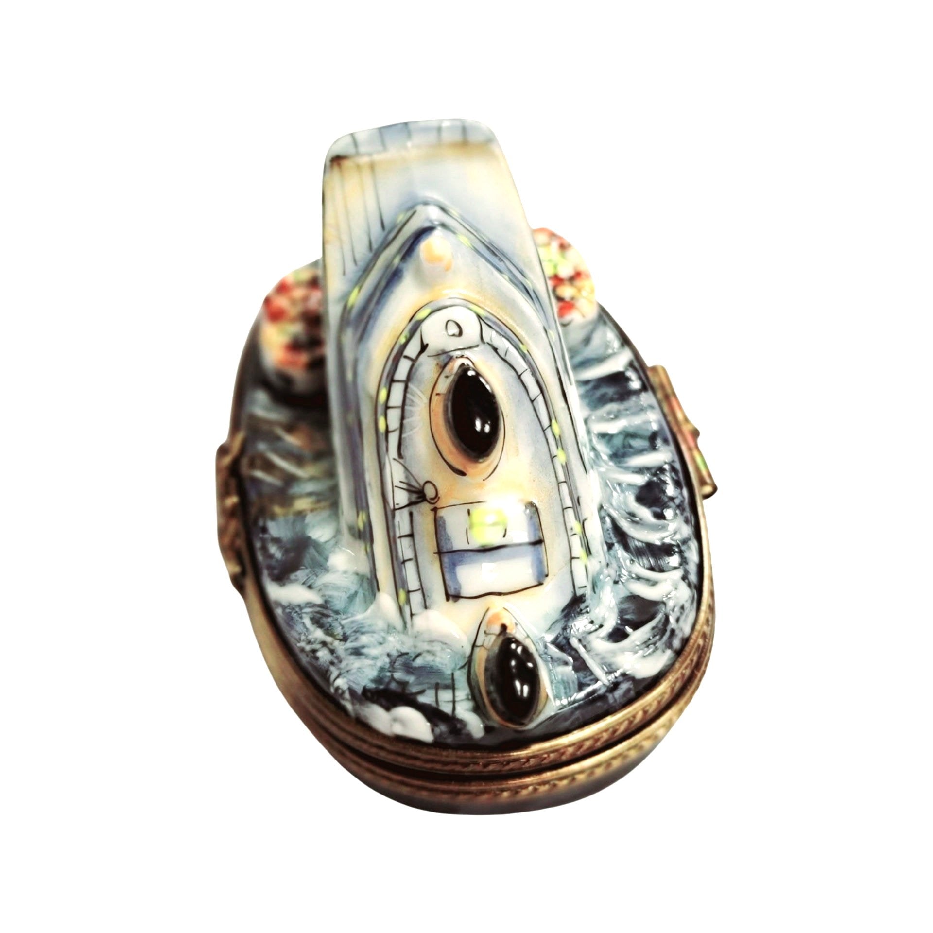 Sinking Titanic Porcelain Figurine Porcelain Limoges vehicle French Trinket Box