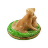 Sitting Yellow Lab with Removable Bone Porcelain Limoges Dog French Trinket Box