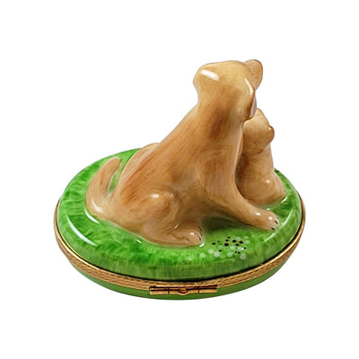 Sitting Yellow Lab with Removable Bone Porcelain Limoges Dog French Trinket Box