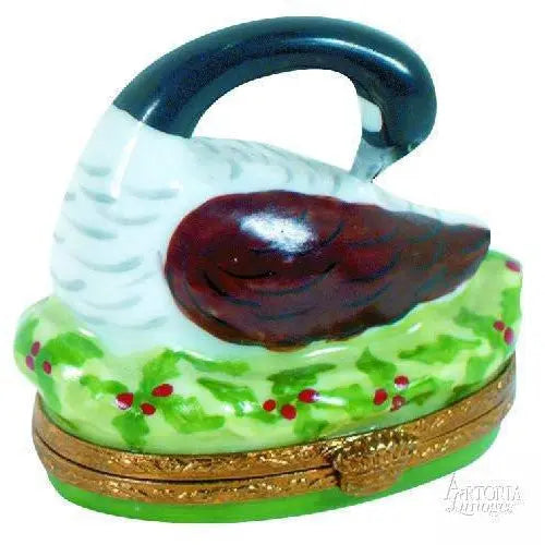 Six Geese A-Laying- 12 Days Of Christmas Porcelain Limoges xmas theme French Trinket Box
