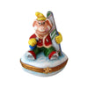 Skiboarding Pig Porcelain Limoges pig sports French Trinket Box