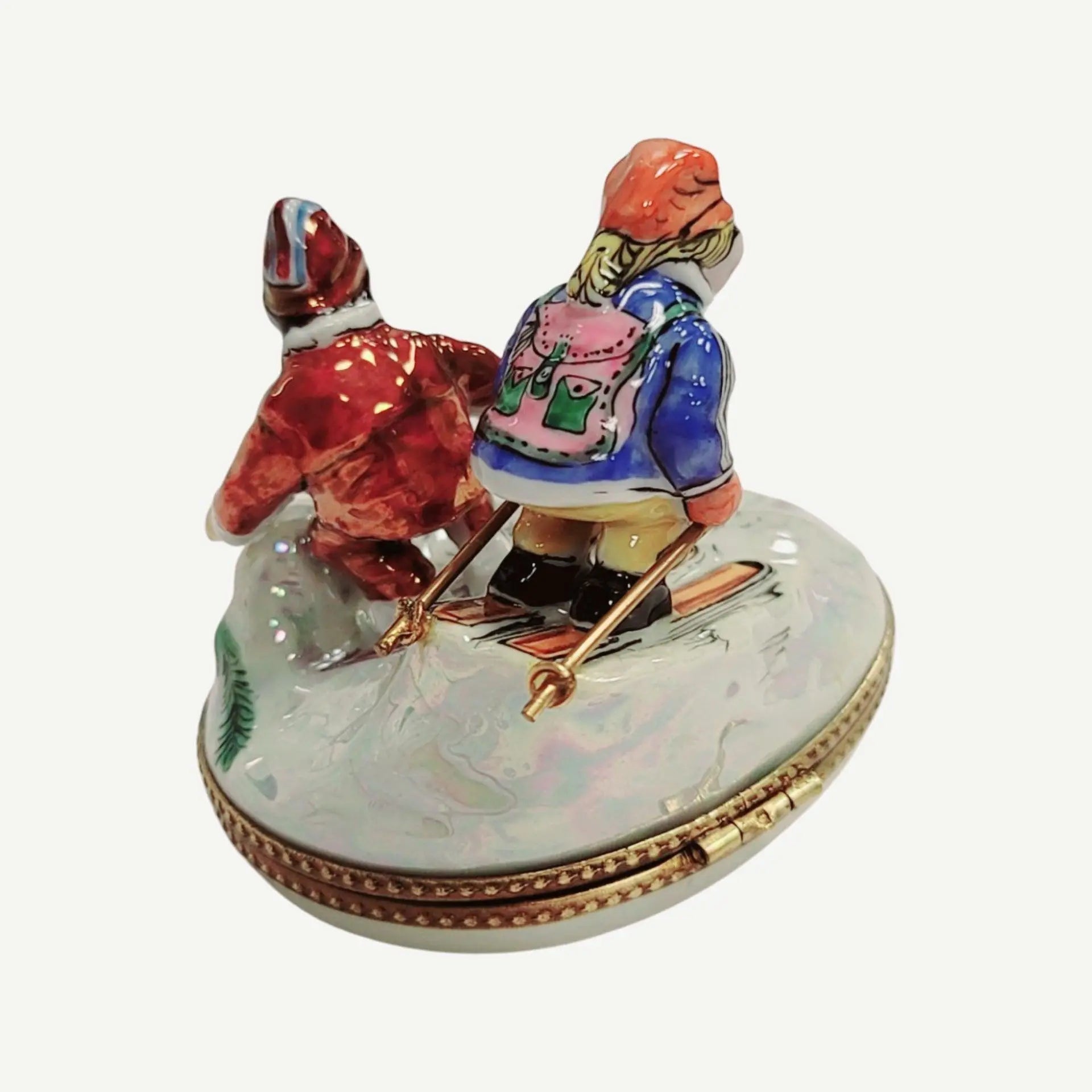 Skiing Adventure Limoges Box Porcelain Limoges xmas sports French Trinket Box