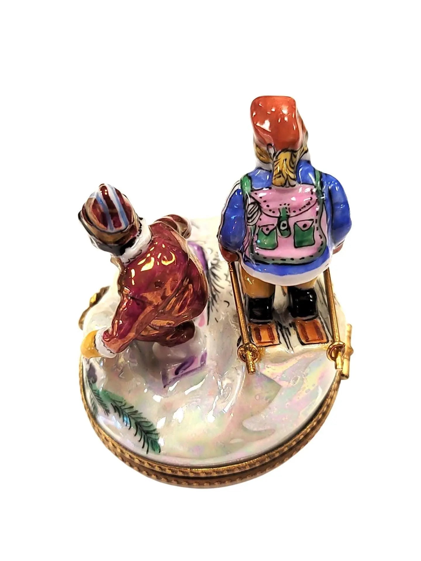 Skiing Adventure Limoges Box Porcelain Limoges xmas sports French Trinket Box