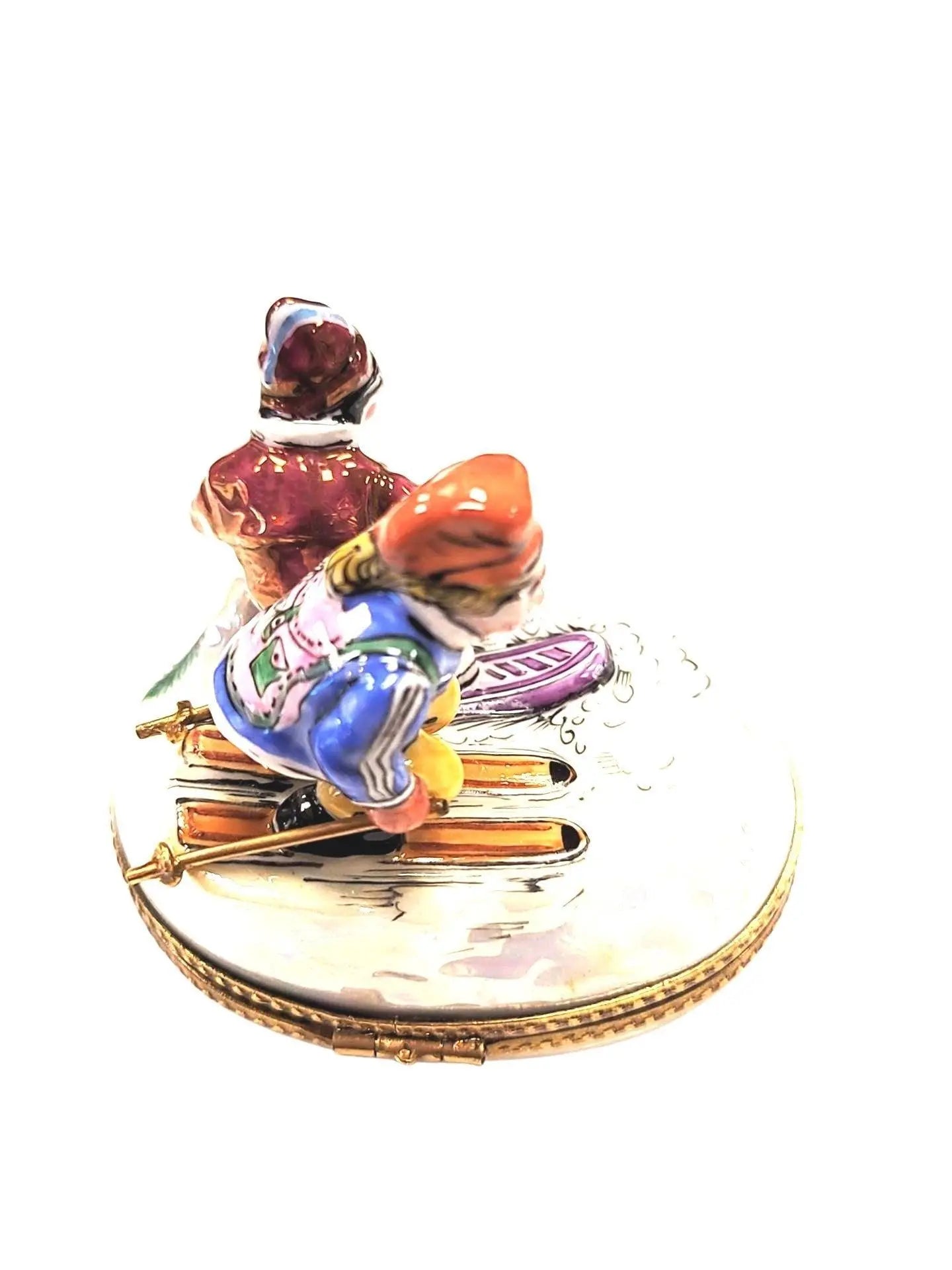 Skiing Adventure Limoges Box Porcelain Limoges xmas sports French Trinket Box