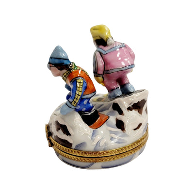 Skiing Adventures Limoges Box Porcelain Limoges xmas sports French Trinket Box
