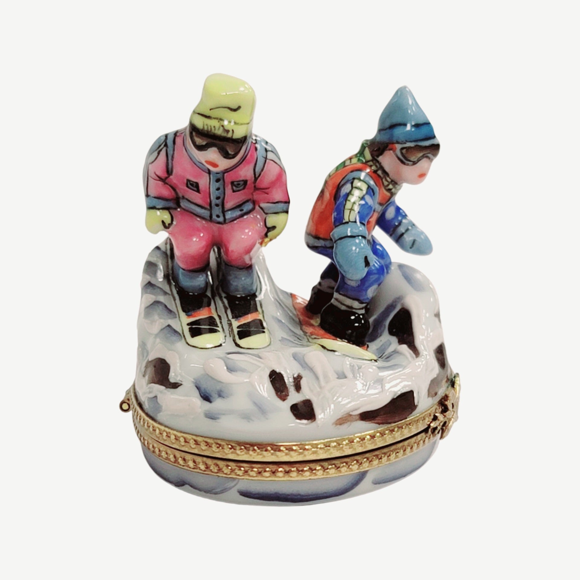Skiing Adventures Limoges Box Porcelain Limoges xmas sports French Trinket Box