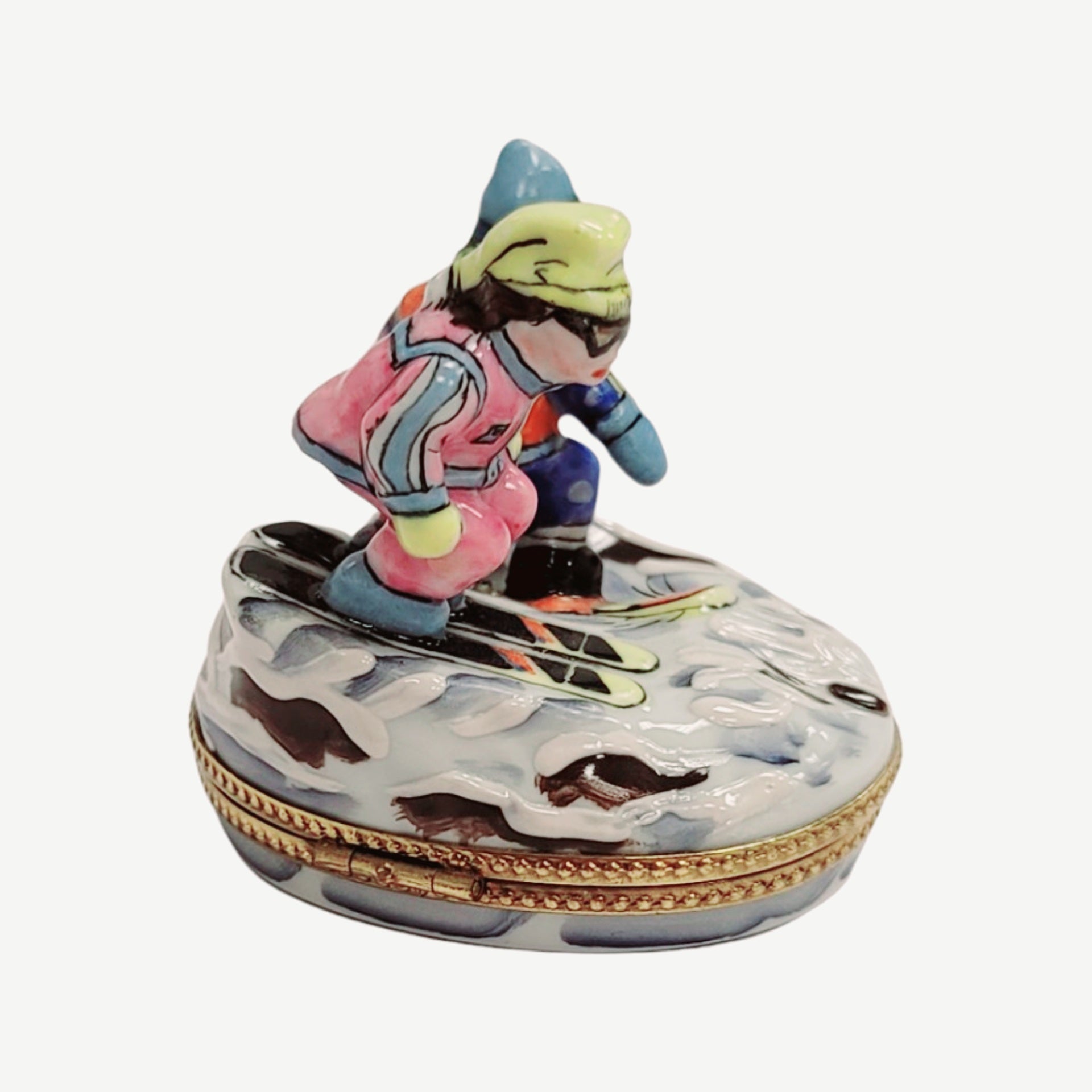 Skiing Adventures Limoges Box Porcelain Limoges xmas sports French Trinket Box