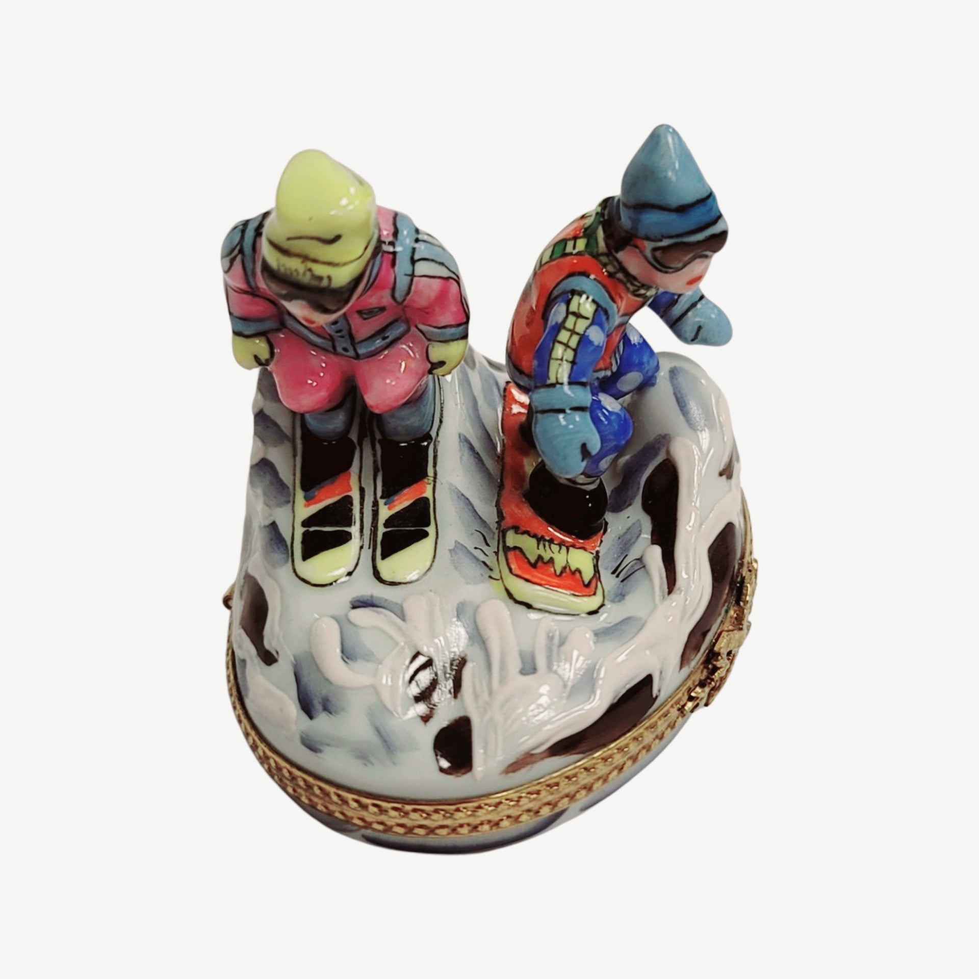 Skiing Adventures Limoges Box Porcelain Limoges xmas sports French Trinket Box