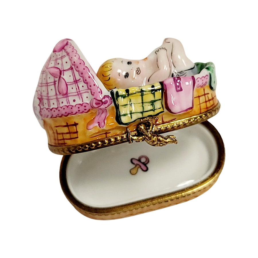 Sleeping Baby Limoges Box Porcelain Limoges Babies Figurine French Trinket Box