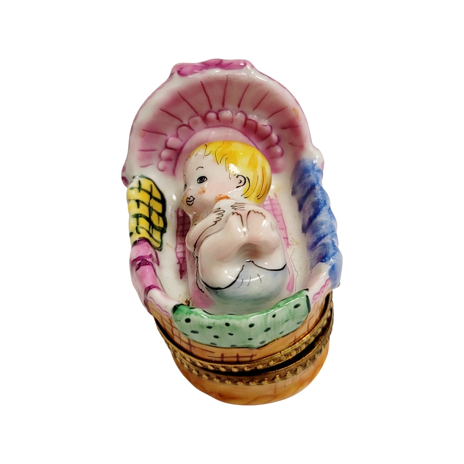Sleeping Baby Limoges Box Porcelain Limoges Babies Figurine French Trinket Box