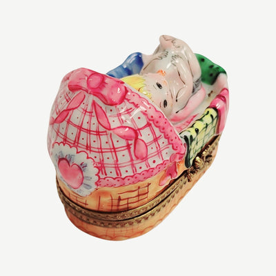 Sleeping Baby Limoges Box Porcelain Limoges Babies Figurine French Trinket Box