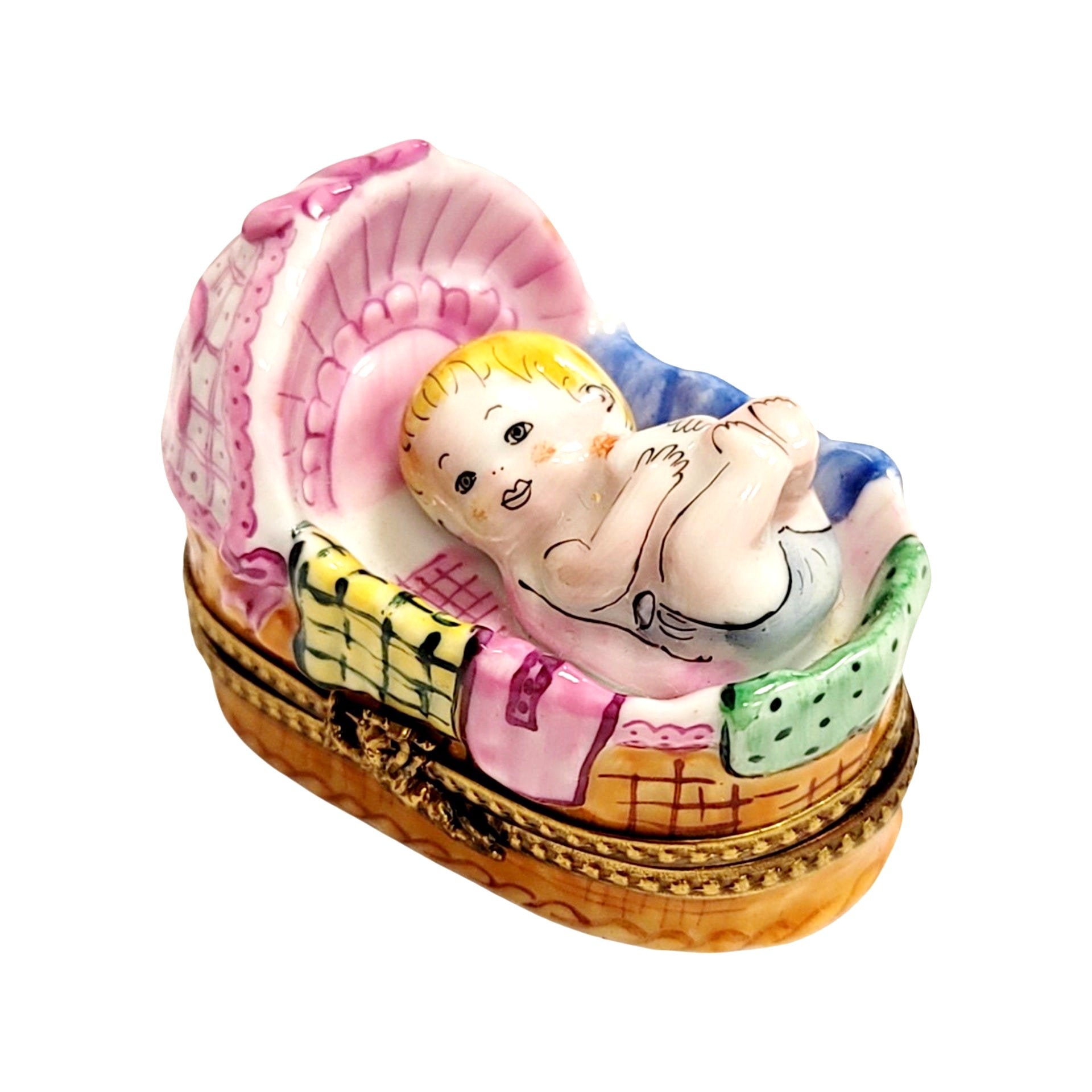 Sleeping Baby Limoges Box Porcelain Limoges Babies Figurine French Trinket Box