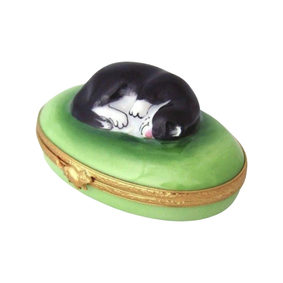 Sleeping Cat Porcelain Limoges cat cats French Trinket Box