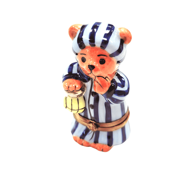 Sleepy Time Teddy Bear Box Porcelain Limoges Teddy French Trinket Box
