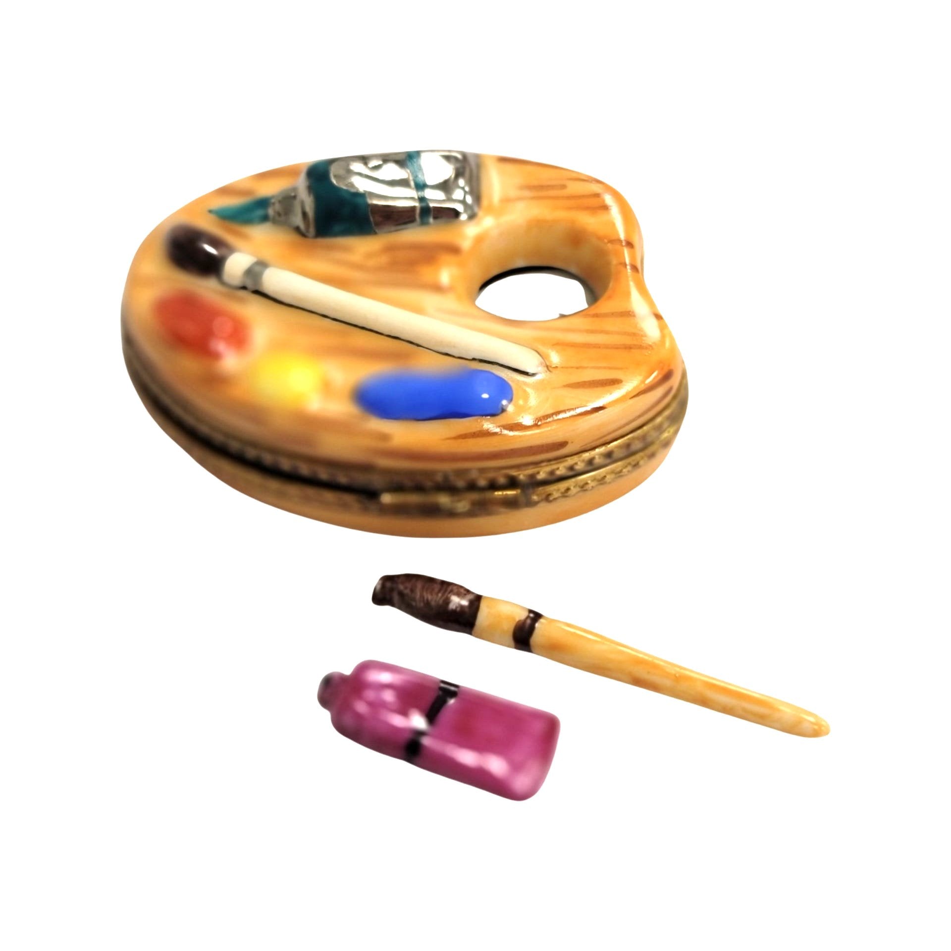 Small Artist Palette Figurine Porcelain Limoges Fine Art travel French Trinket Box