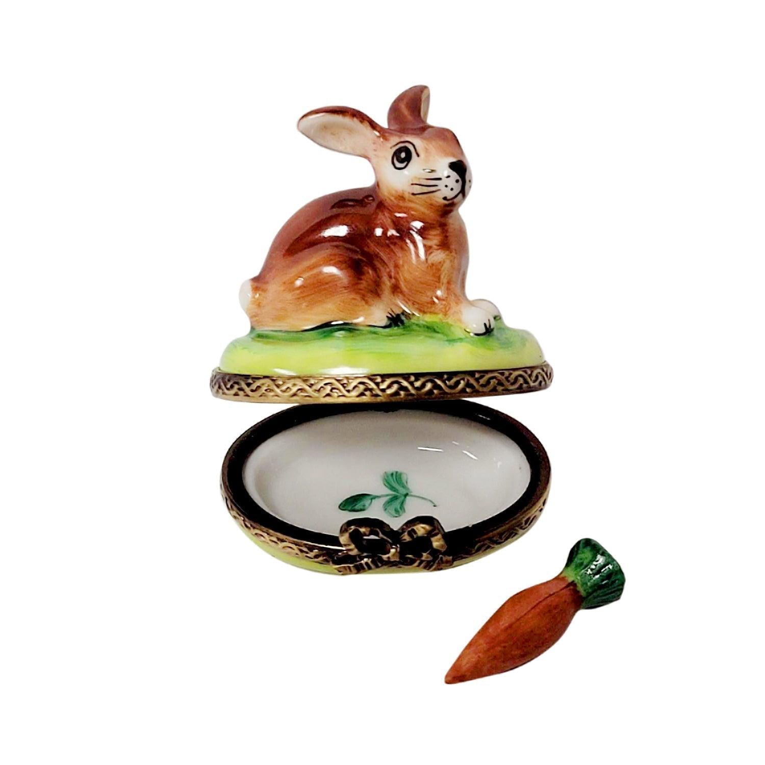 Small Bunny with Removable Carrot Porcelain Limoges easter rabbit French Trinket Box