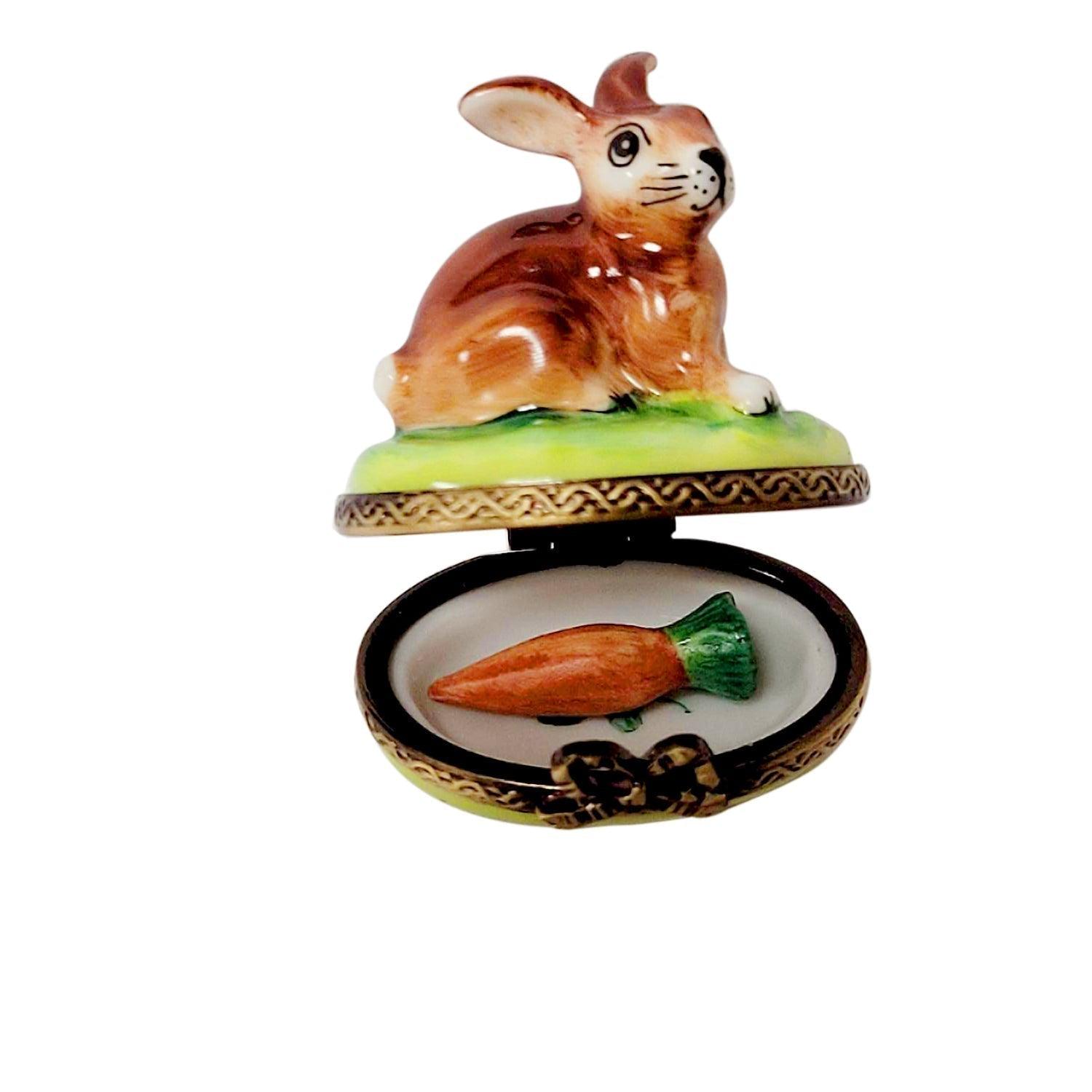 Small Bunny with Removable Carrot Porcelain Limoges easter rabbit French Trinket Box