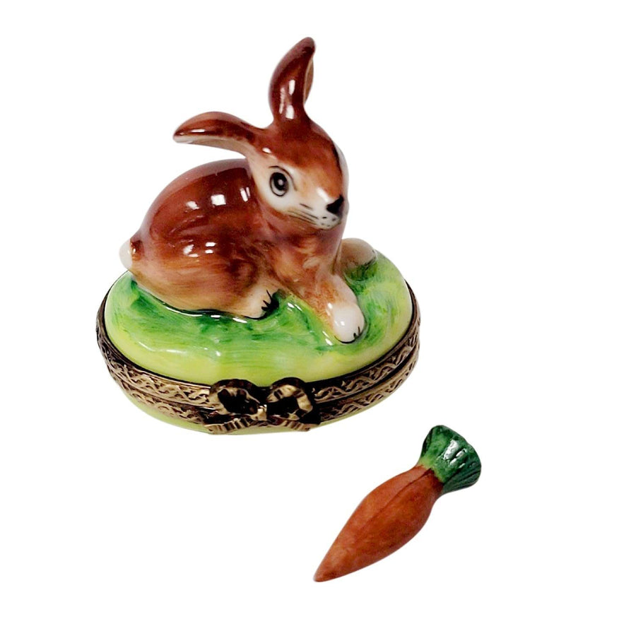 Small Bunny with Removable Carrot Porcelain Limoges easter rabbit French Trinket Box