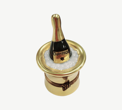 Small Champagne Elegance Box Porcelain Limoges Wine French Trinket Box