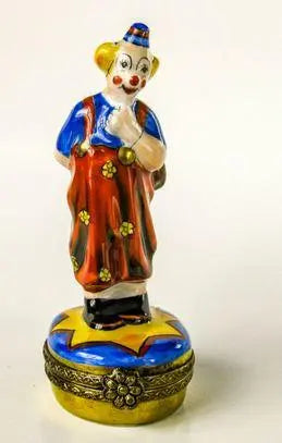 Small Clown w Flowers Porcelain Limoges Circus Clown French Trinket Box