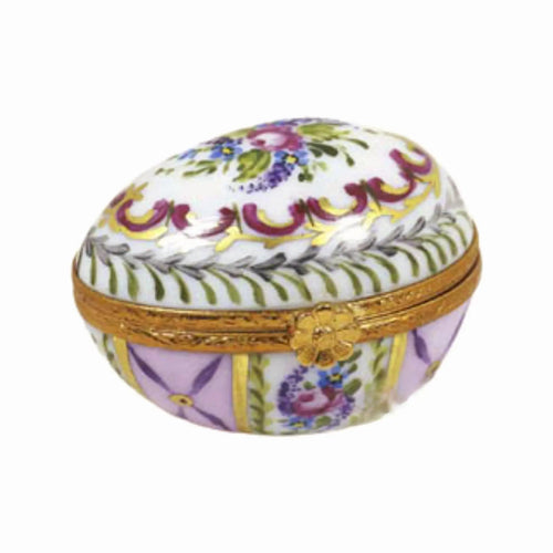Small Egg: Malmaison Pink Porcelain Limoges egg French Trinket Box