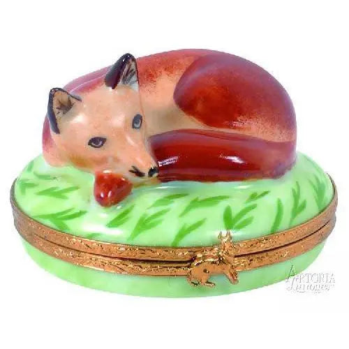 Small Fox Porcelain Limoges wild animals French Trinket Box