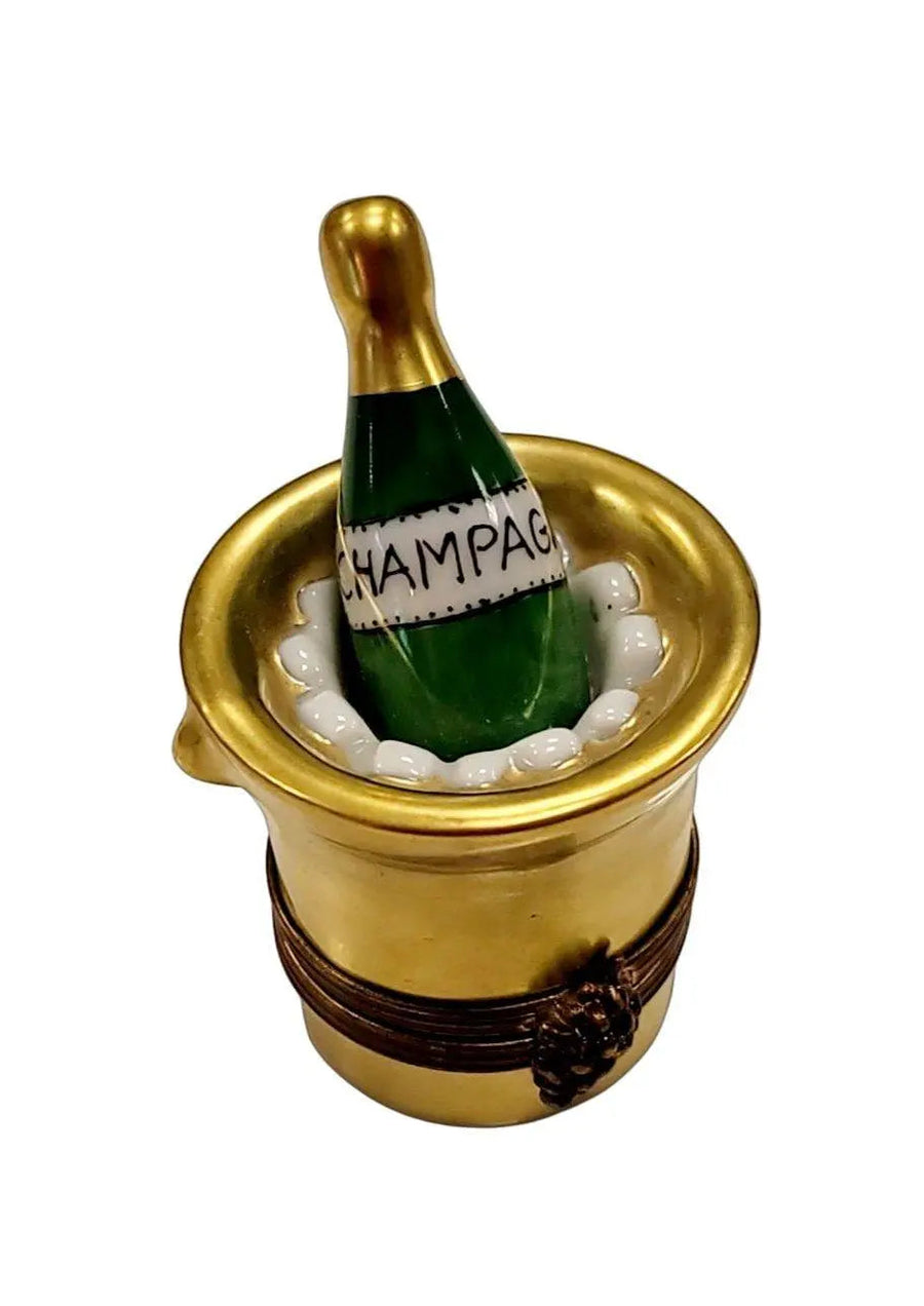 Small Gold Champagne Elegance Porcelain Limoges Wine French Trinket Box