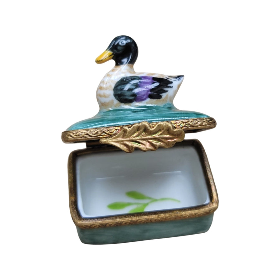 Small Mallard Duck Figurine Porcelain Limoges bird limoges boxes French Trinket Box