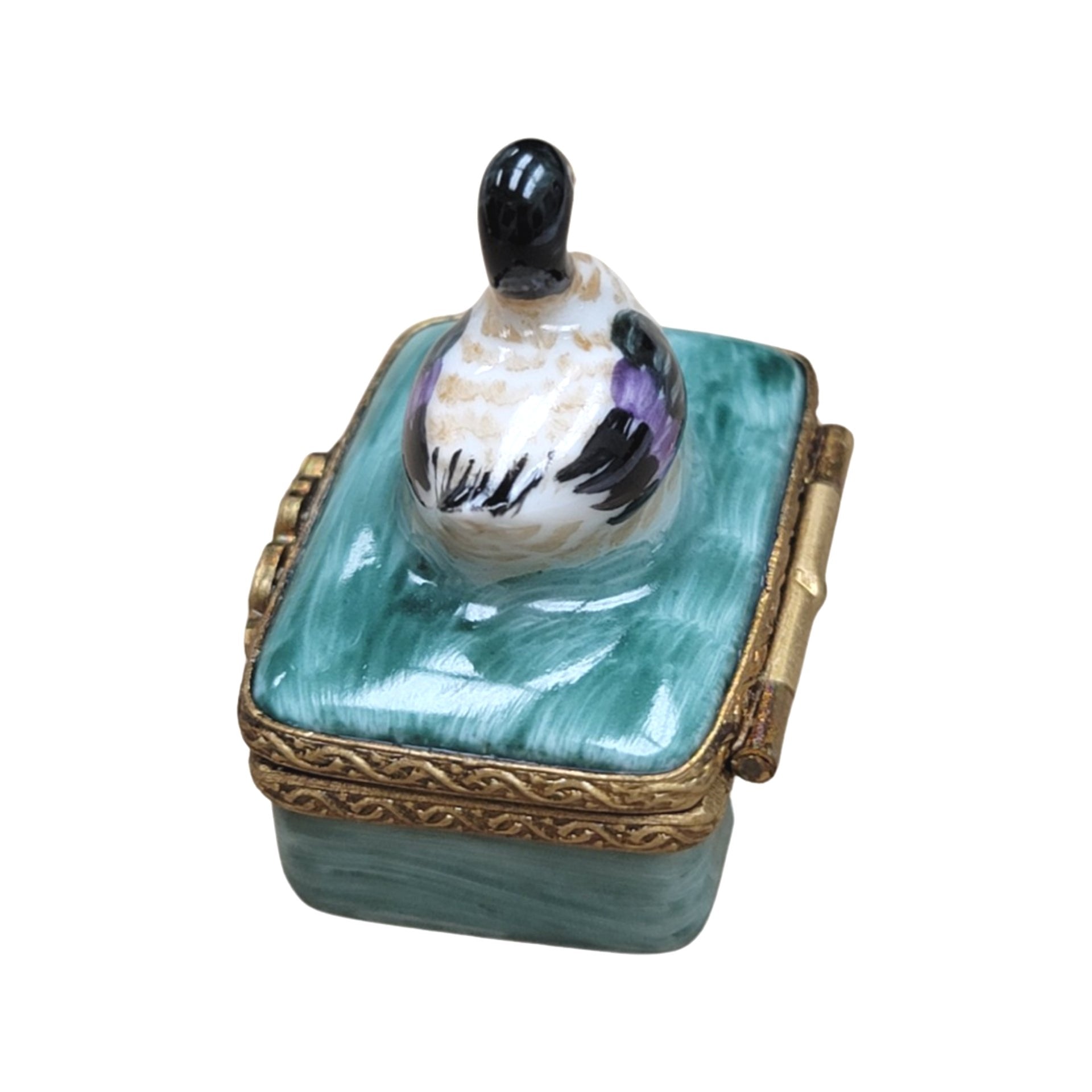 Small Mallard Duck Figurine Porcelain Limoges bird limoges boxes French Trinket Box
