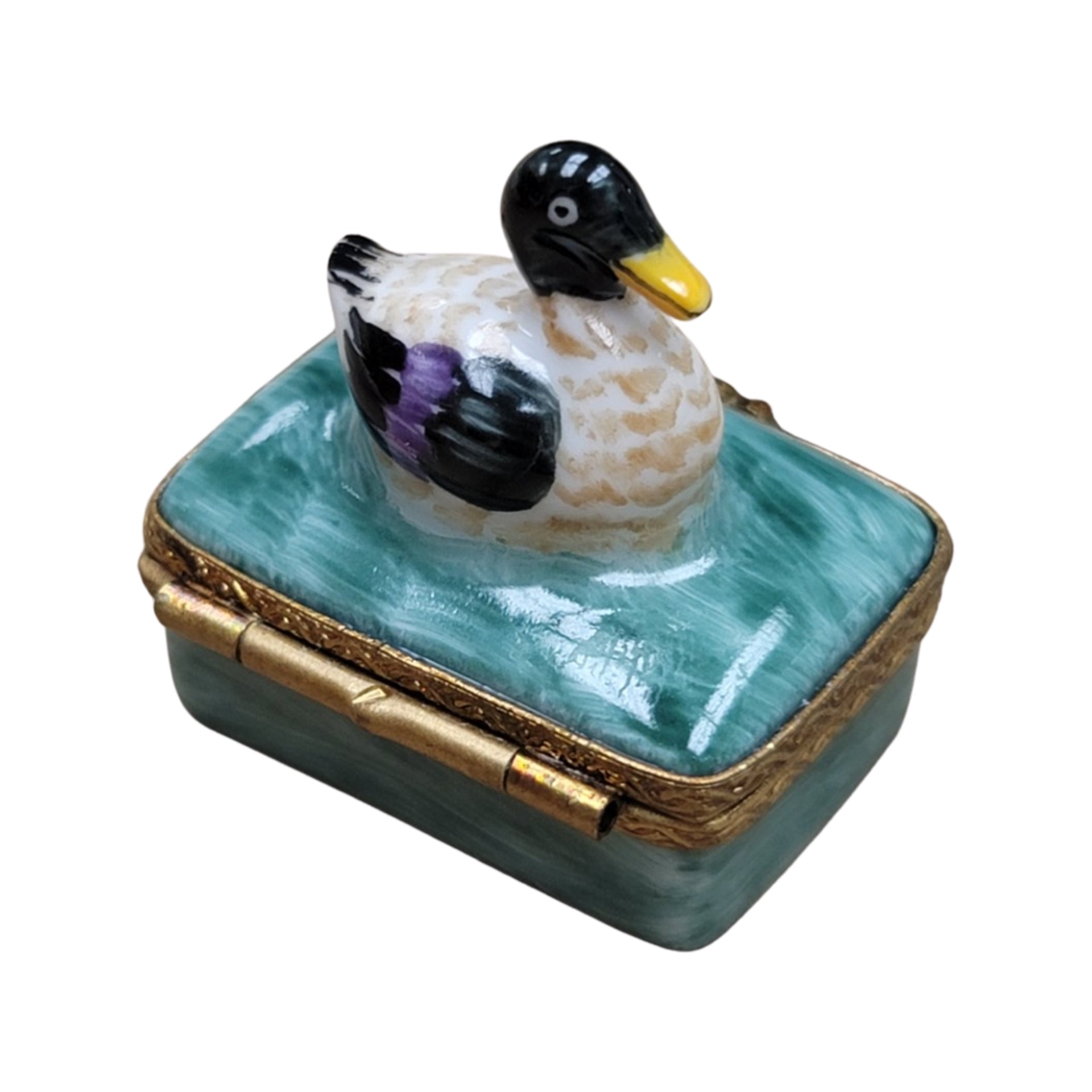 Small Mallard Duck Figurine Porcelain Limoges bird limoges boxes French Trinket Box