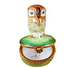 Small Owl on Green limoges box Porcelain Limoges French Trinket Box