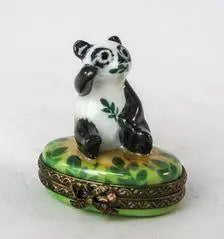 Small Panda Bear Porcelain Limoges bear limoges boxes French Trinket Box