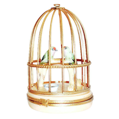 Small Parakeets Porcelain Limoges bird birds French Trinket Box