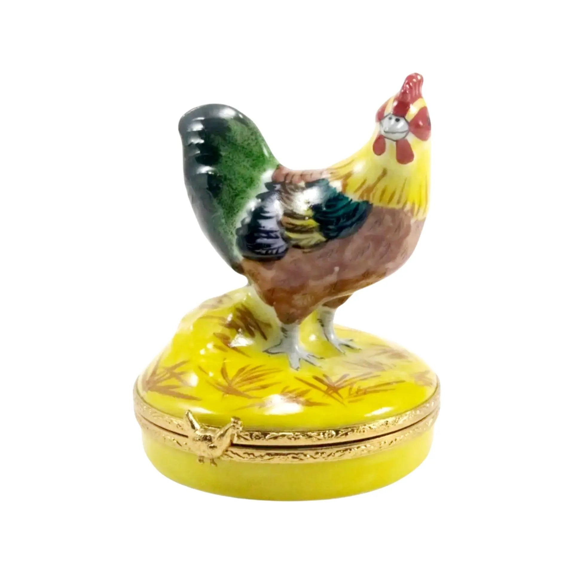 Small Rooster Porcelain Limoges farm birds French Trinket Box