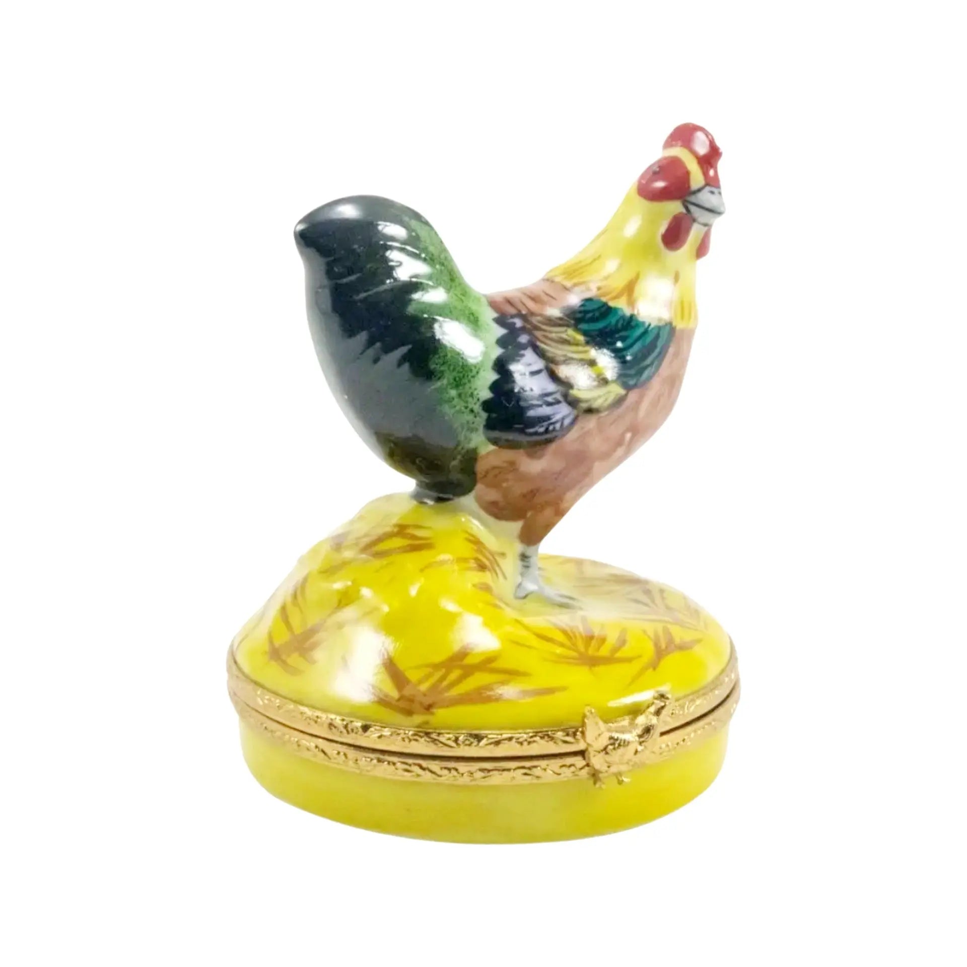Small Rooster Porcelain Limoges farm birds French Trinket Box