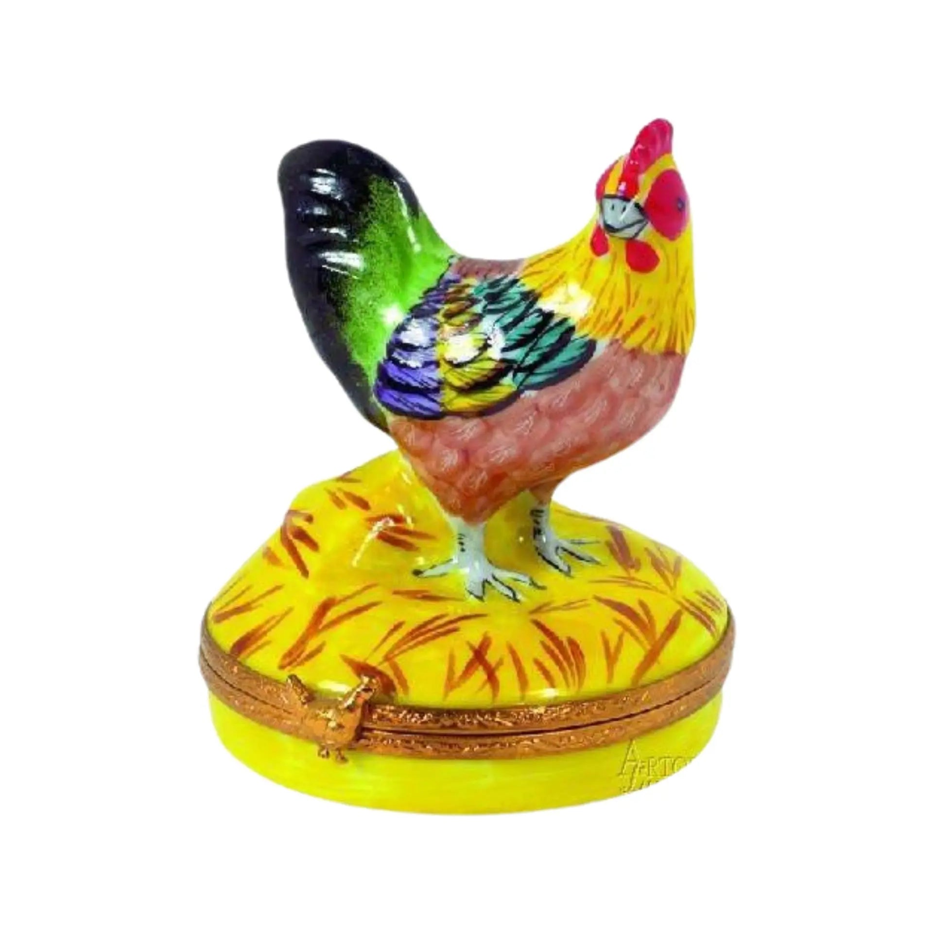 Small Rooster Porcelain Limoges farm birds French Trinket Box